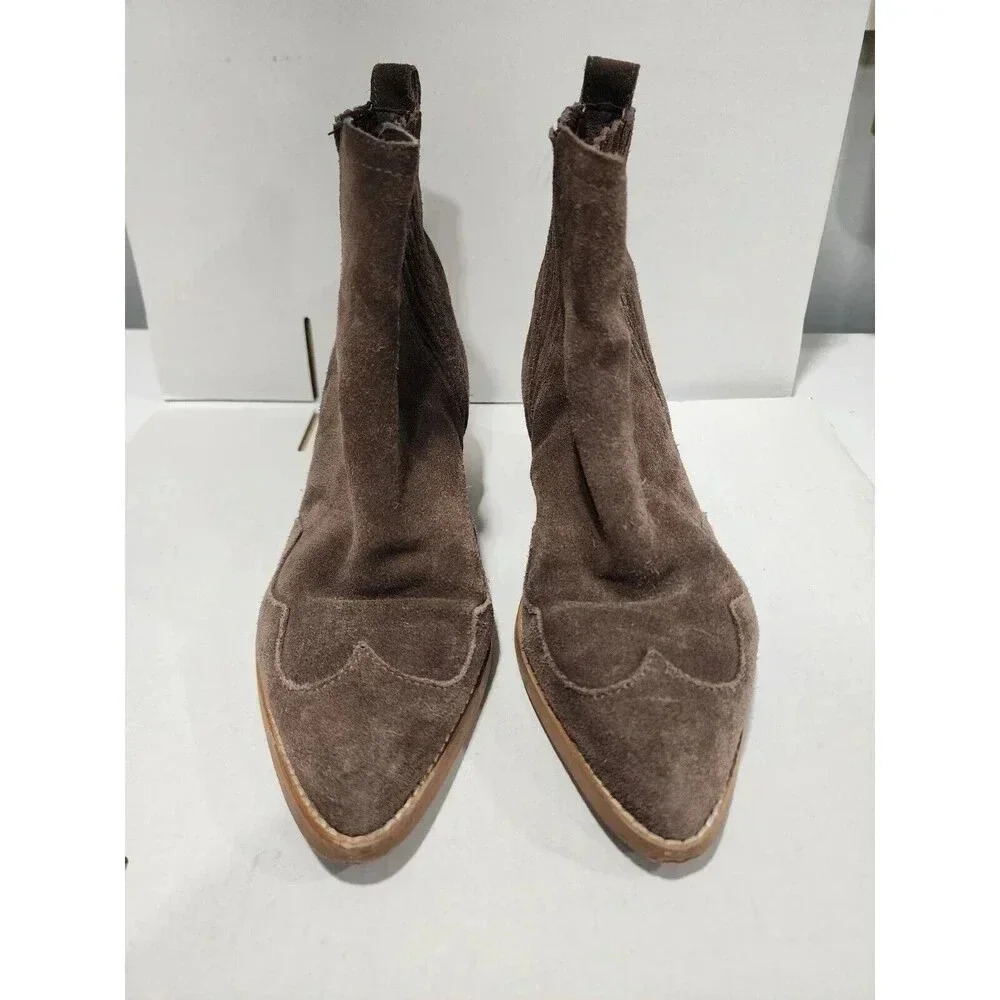 Hobbs London Women's Navy Suede Ankle Boots Zip Side Mid Block Heel 36 (5.5 US) - Picture 4 of 7